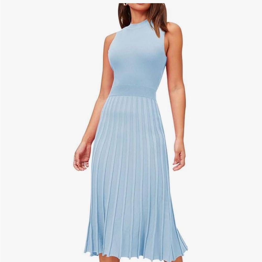Elegant Blue Sleeveless Dress
